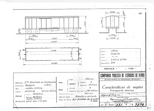 Compania Central de Construção Vagões 1945 30 ton planta