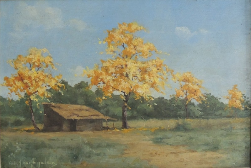 Van Emelen Adrien Arvores em flor e estabulo