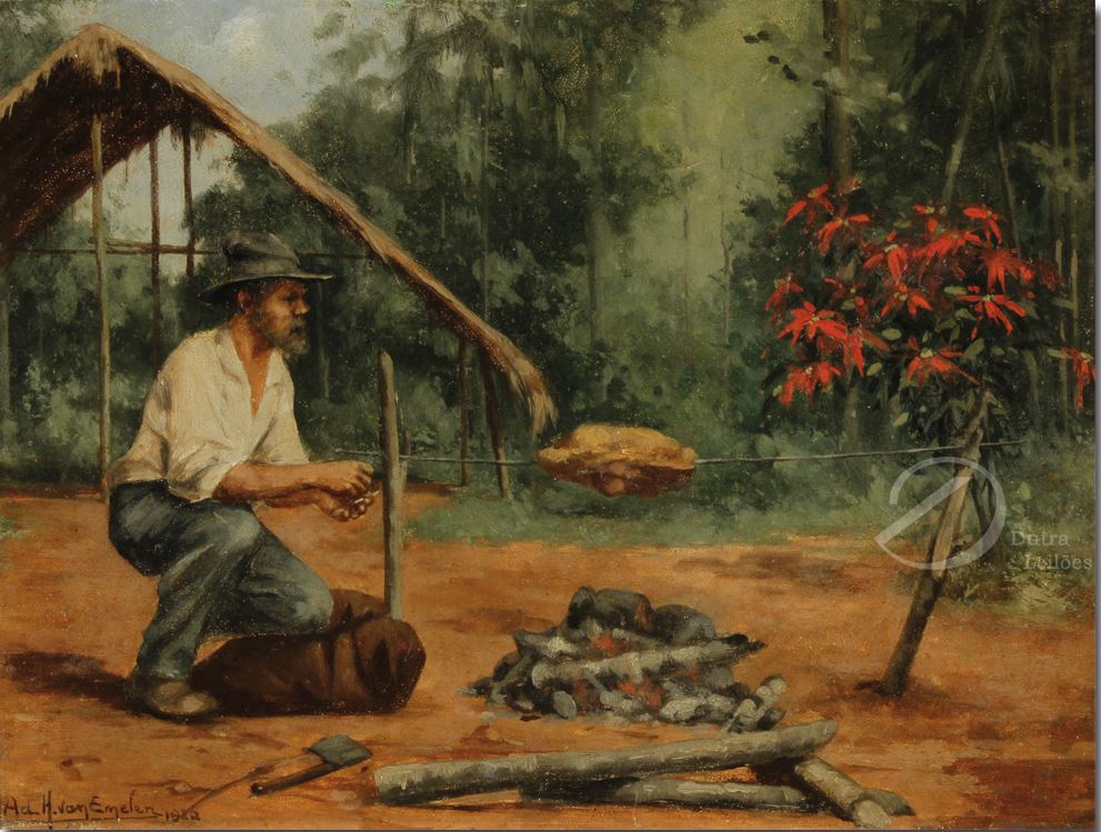 Van Emelen paisagem e fogueira