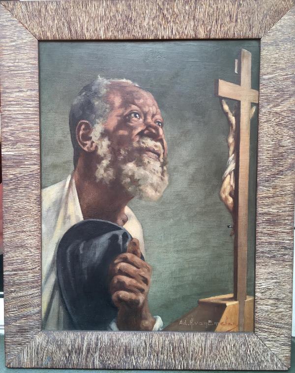 Adrien Van Emelen pintura Negro rezando