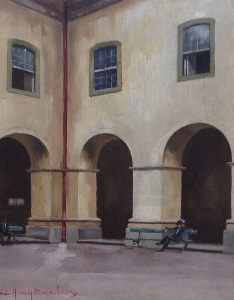 VanEmelen Pintura Arcadas pessoas sentadas