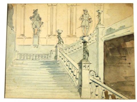 São Paulo Museu Paulista Desenho Escada van Emelen São Paulo Museu Paulista Desenho Escada van Emelen